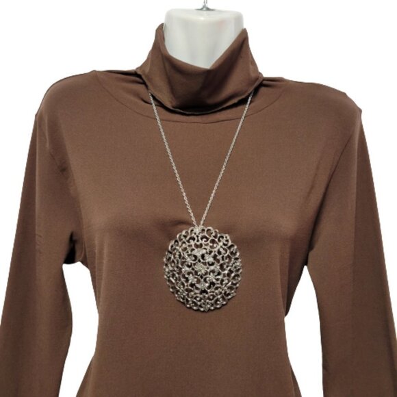 Turtleneck Seamless Top Brown Top Long Sleeve Fall Top Winter Top Size L NEW - Picture 5 of 9